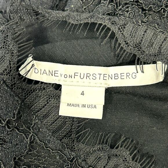 Diane Von Furstenberg Zarita Black Stretch Lace Dress Women’s Size 4 - Picture 5 of 9